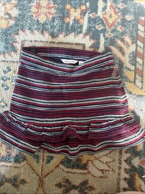 Janie and Jack Red Blue White Striped Ruffle-Hem boucle Skirt